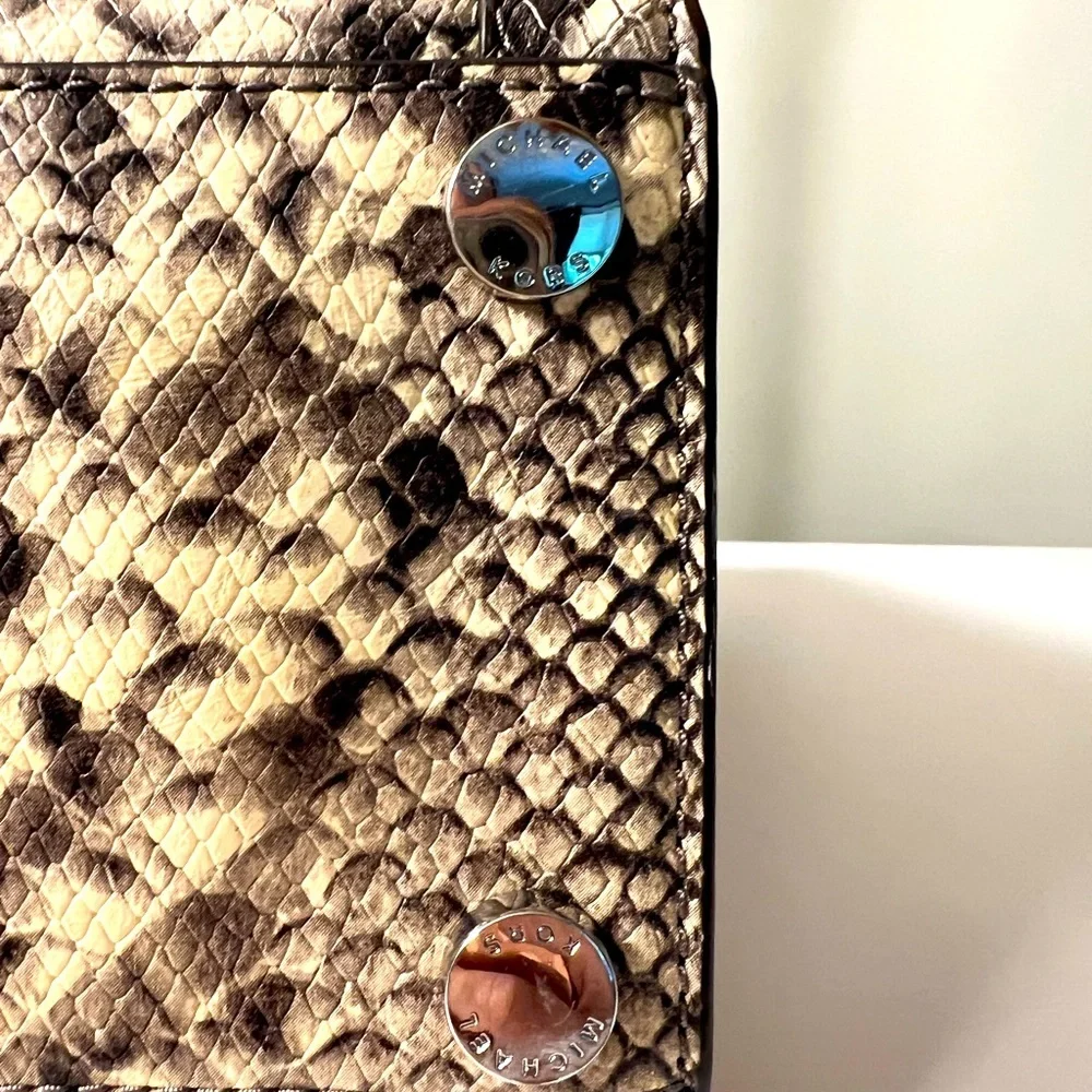 NWT Michael Kors Tina Python Snake Embossed Leather Satchel